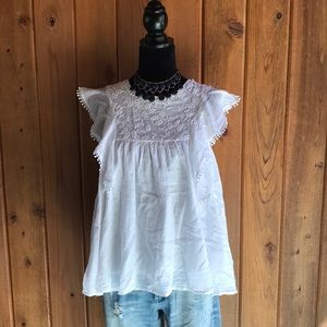 Womens white 100% cotton peasant top